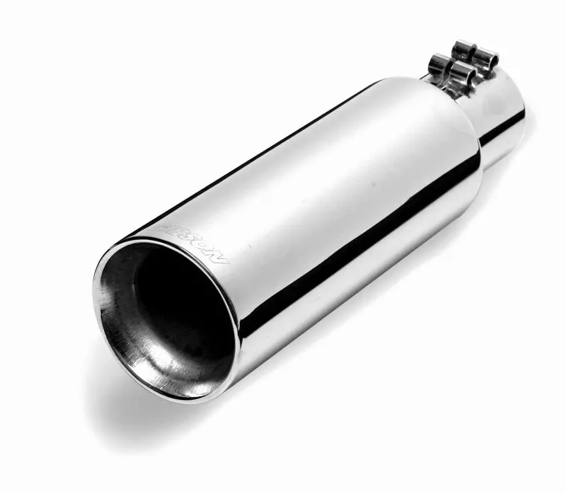 Gibson Stainless Steel Dual-Wall Round Exhaust Tip – 3" Od, 2.5" Inlet, 8" Length, Angle-Cut Design 1