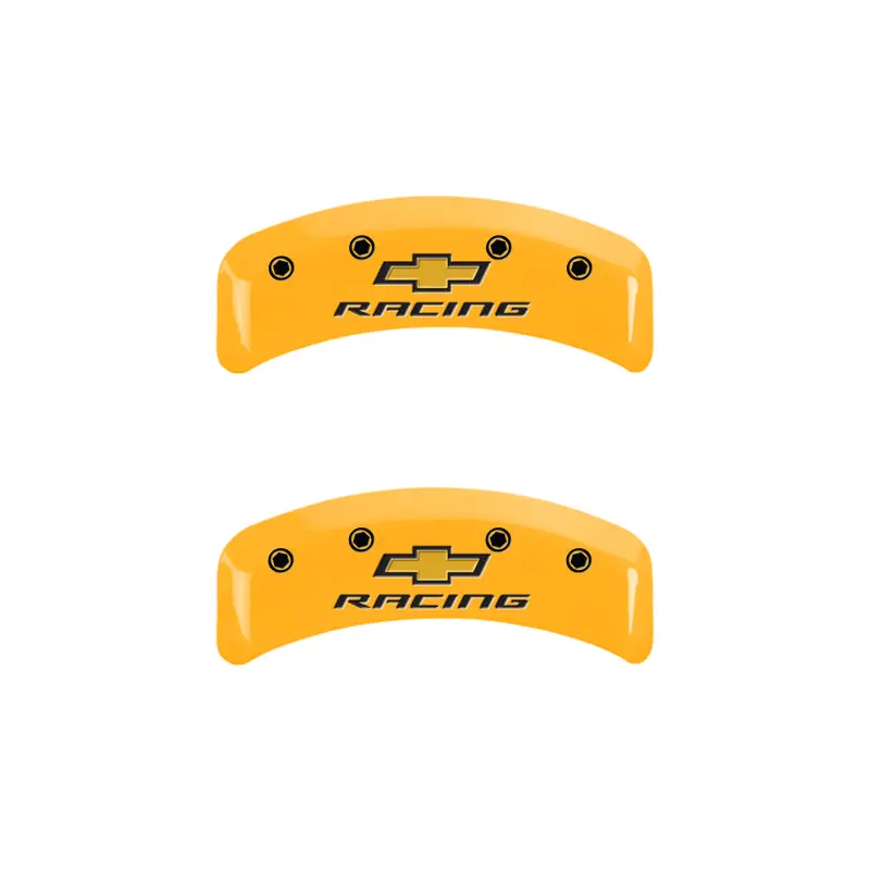 Mgp Engraved 4-Piston Caliper Covers — Chevy Racing Yellow Finish With Black Char, Fits 1988 Corvette 1