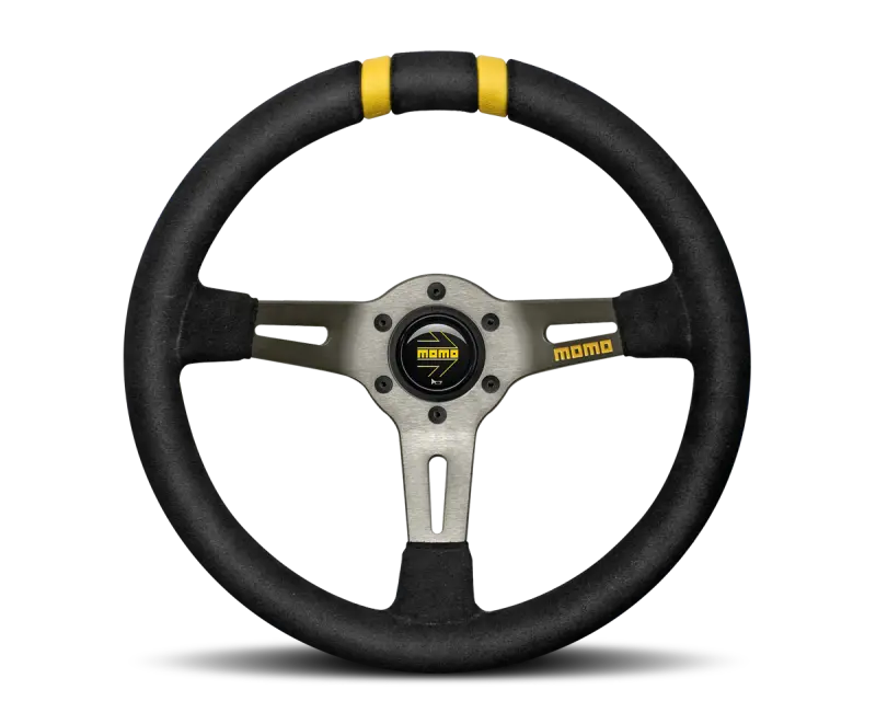 Momo Moddrift Racing Steering Wheel – 330Mm Diameter, Black Suede Grip With Anthracite Spokes & Dual Accent Stripes 1