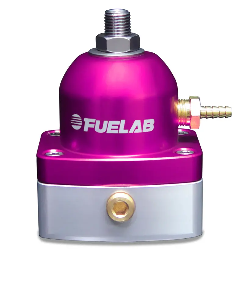Fuelab Adjustable Mini Fuel Pressure Regulator – 90–125 Psi, Dual -6An Inlet, Single -6An Return, Purple Anodized 1