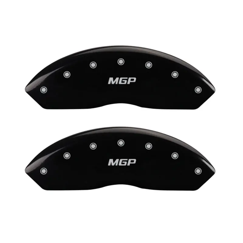 Mgp Engraved 4-Piston Caliper Covers — Front & Rear, Black Finish With Silver Accent 1
