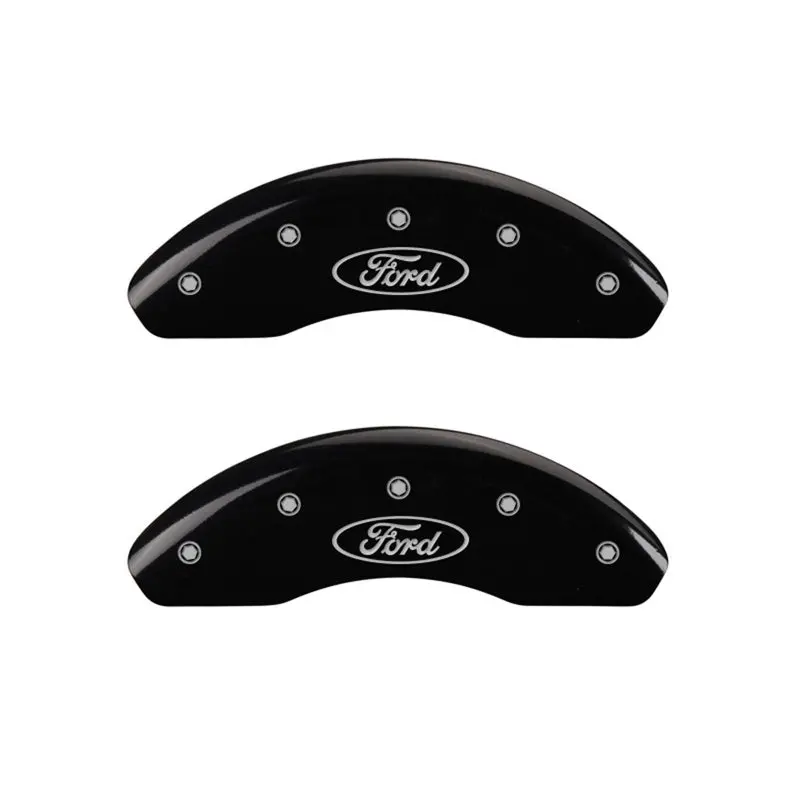 Mgp Front Set 2 Caliper Covers Engraved Front Oval Logo/Ford Black Finish Silver Ch 1