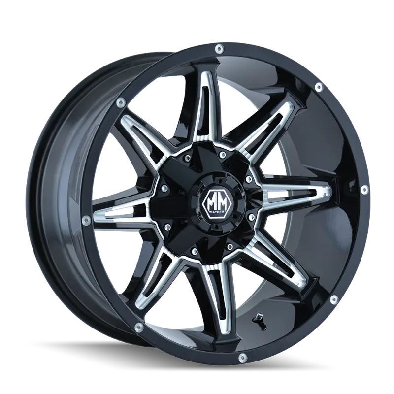 Mayhem Rampage Forged Aluminum Wheel – 17X9", 5X114.3 Bolt Pattern, 18Mm Offset, 87Mm Hub Bore, Black W/ Milled Spokes 1