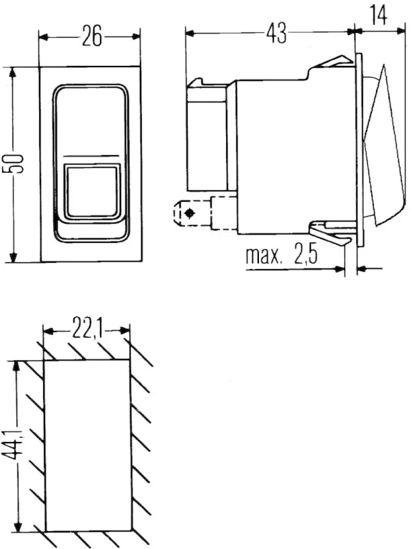 Hella 10A On/Off Hazard Warning Switch 1
