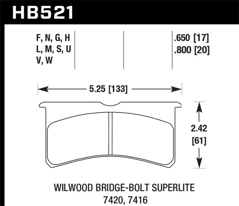 Hawk Wilwood Superlite 4/6 Forged Race Brake Pads — Dtc-60 Compound 1