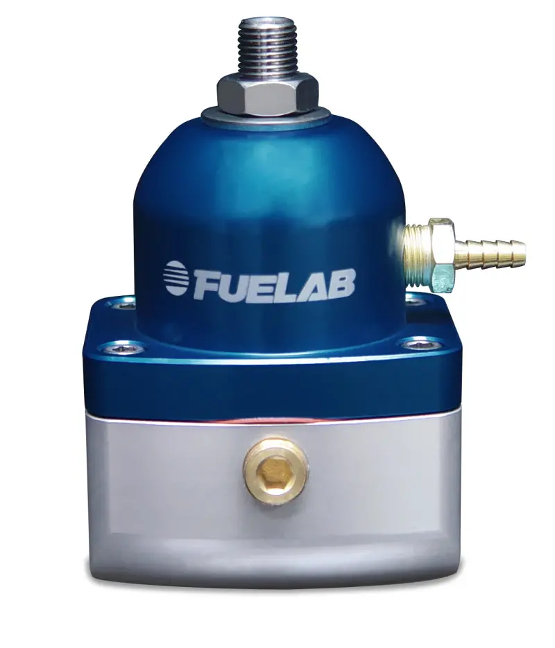 Fuelab Adjustable Efi Fuel Pressure Regulator – Large Seat, 25–90 Psi Range, Dual -10An Inlets, Single -6An Return, Blue Anodized 1