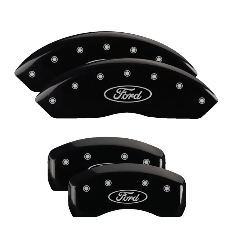Mgp Engraved Oval-Logo Caliper Covers — Front & Rear, Ford-Specific Black Finish With Silver Trim 1