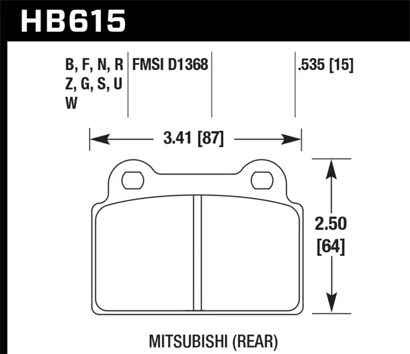 Hawk Performance Ceramic Rear Brake Pads For Mitsubishi Lancer Evolution X (Evo X) 1