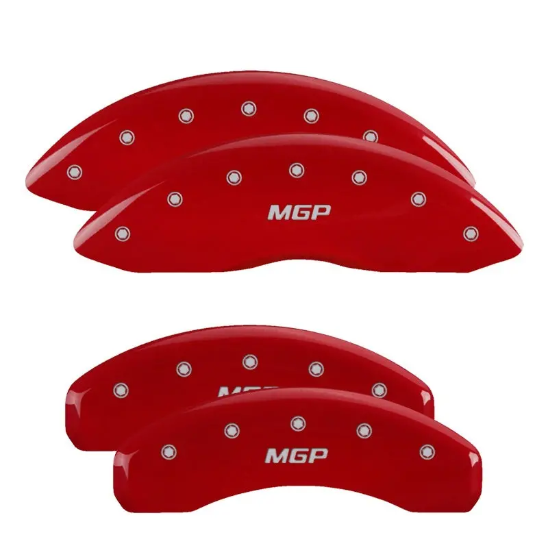 Mgp Engraved Caliper Covers – Red Finish With Silver Lettering, Front & Rear Set For 2016 Cadillac Cts 1