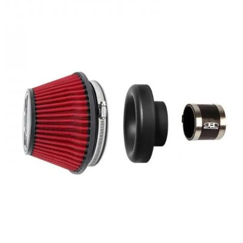Blox Racing Shorty Performance Air Filter Kit – 5-Inch Height, 3.5-Inch Velocity Stack, Red 1