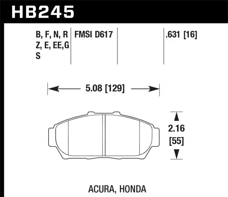 Hawk 94-01 Acura Integra (Excl Type R)  Dtc-60 Race Front Brake Pads 1