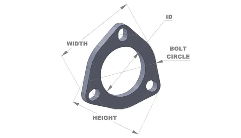 Vibrant 3-Bolt Stainless Steel Exhaust Flange – T304 Grade, 2.25-Inch Inner Diameter 1